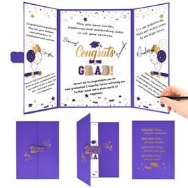 Graduation Party Decorations, Gold and Purple Graduation Guest Book, Class of 2026 Signature Board, Best Graduation Gifts for Her Him, College Jumbo Congrats Grad Card