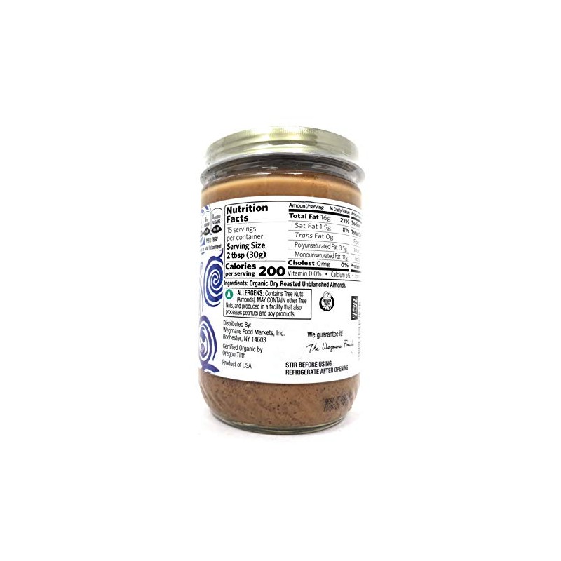 Wegmans Organic Crunchy Almond Butter (2 Pack, Total of 32oz)