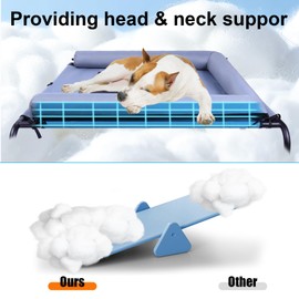 Large Elevated Dog Bed with Pillows, Outdoor Cooling Raised Pet Bed with Bolster, Indestructible Chew Proof Dog Cot with Breathable Teslin Mesh, Washable Durable Dogs Hammock for Large Indoor(L)