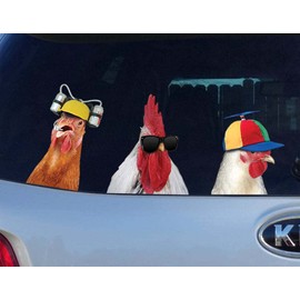2PCS Chicken Crack Car Stickers Cute 3D Chicken Decal Car Sticker for Car Window Bumper Vinyl Decal Realistic Animal Car Window Decal Car Door Window Cling Waterproof Animal Wall Sticker 40x30,B