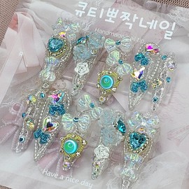 Clear Princess Handmade Nail Tips - Almond M / 클리어 프린세스 수제네일팁 - 아몬드M