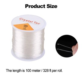 Leucasa 656ft 0.8mm Bracelet String 2 Rolls Clear Bead Cord Elastic String for Bracelet, Beading and Jewelry Making