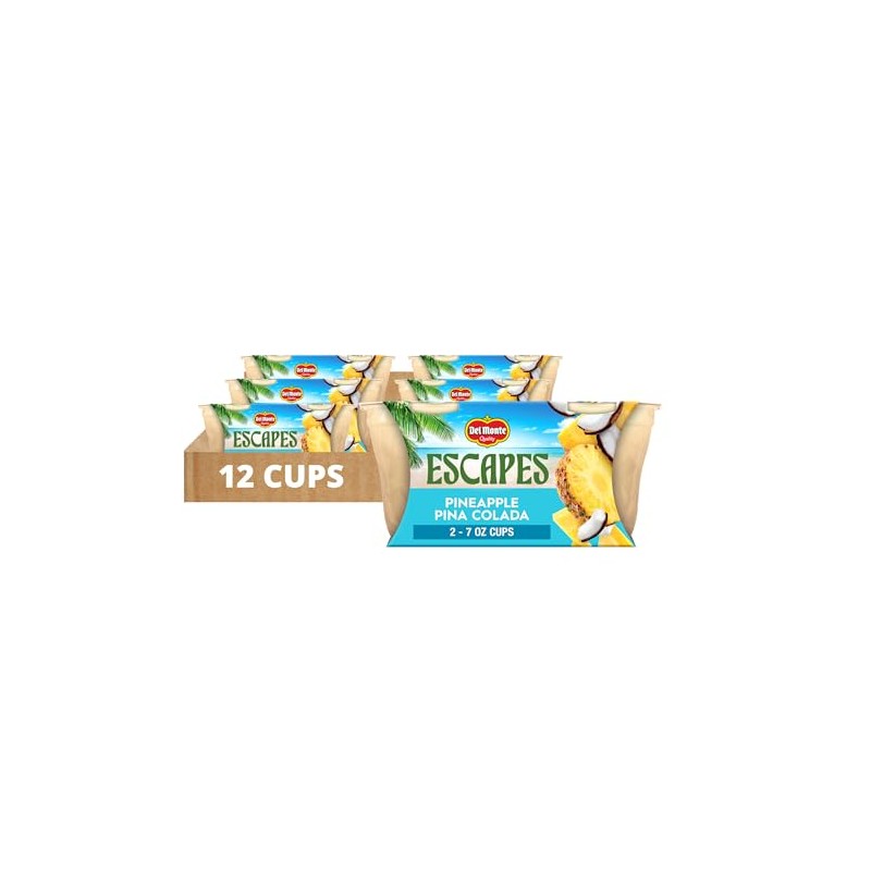 Del Monte Escapes Pineapple Pina Colada, 7 oz Cups, Pack