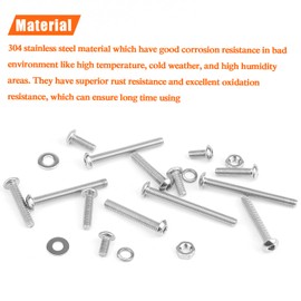 HELIFOUNER 550 Pieces M3 x 6mm /8mm /10mm /12mm /16mm /20mm /25mm, Button Head Socket Cap Screws Bolts Washers Nuts Kit, 304 Stainless Steel