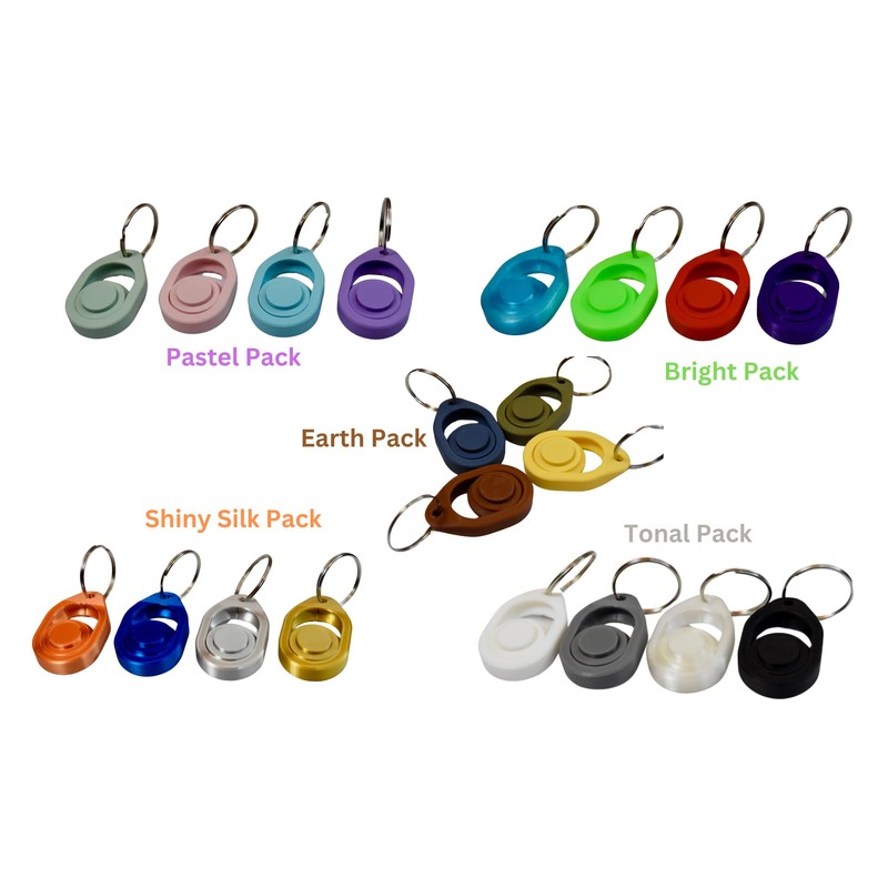 4x 3D Printed Fidget Clicker Slider Spinner Keyring Three Fidget