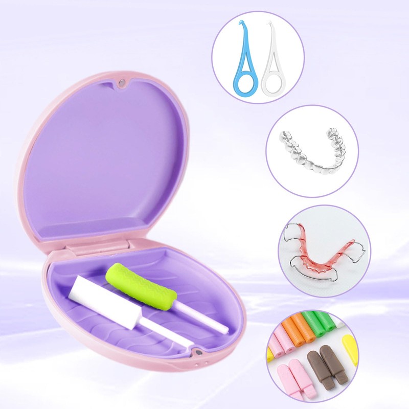 EUPSIIU 2 pieces braces box, retainer case, denture box, mouth
