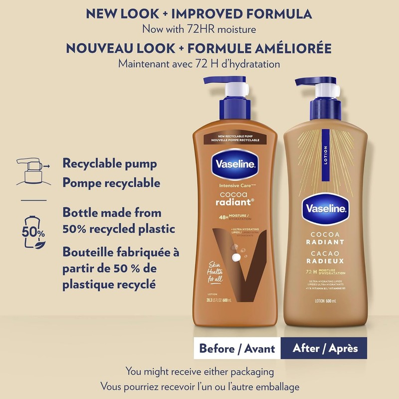 Vaseline Intensive Care Cocoa Radiant Body Lotion – 3 Pack