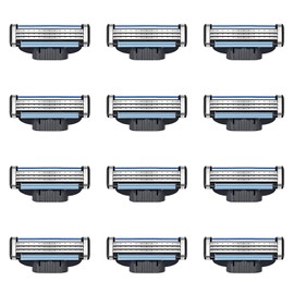 Rasierklingen für Rasierer, 12 Ersatzklingen für Nassrasierer Herren mit 3-fach Klinge, Rasierklingen Nachfüllungen, Ersatzklingen für manuelle Rasierklinge, Anti-Clog Design