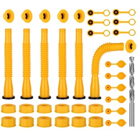 Gas Can Spout Replacement, Gas Can Nozzle Replacement, Upgraded (6Kit-Yellow) Includes 37 Accessories, Flexible Pour Nozzle Suitable for Most 1/2/5/10 Gal Oil Cans, Leak-proof Design.