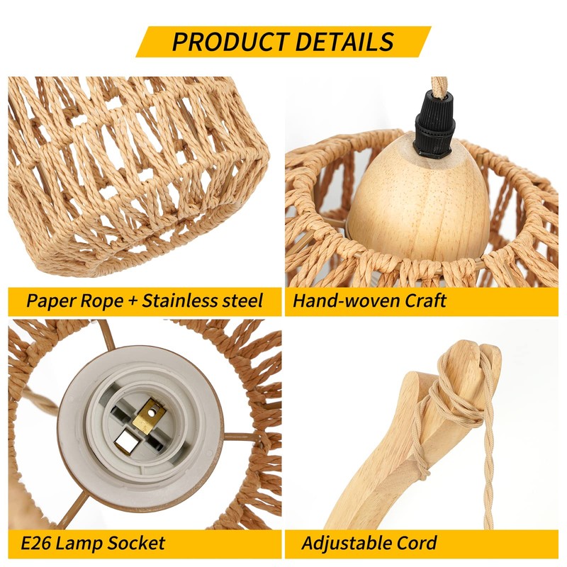Frideko Plug in Wall Sconces Set of Two Hand Woven