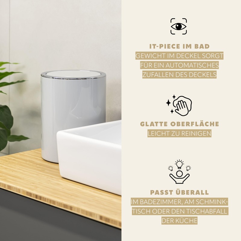bremermann Bathroom Series Savona Cosmetic Bin with Swing Lid Plastic