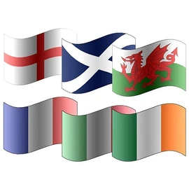 All 6 x Participating Six Nations Rugby 5'x3' Premium Quality Flags - England, Scotland, Ireland, Wales, France & Italy