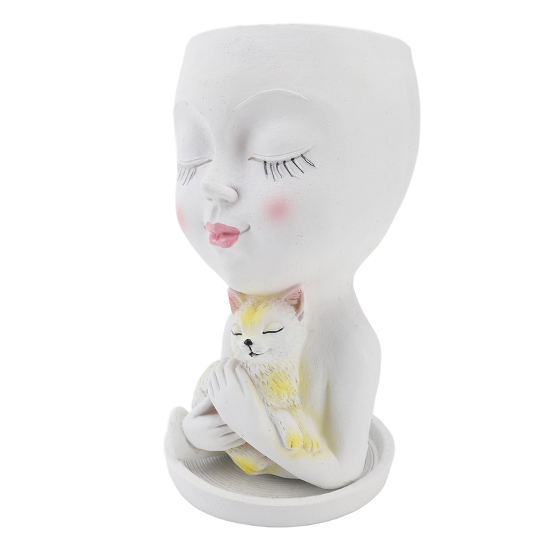 Face Flowerpot Fadeless Resin Head Planter DIY Decorative Adorable Succulent