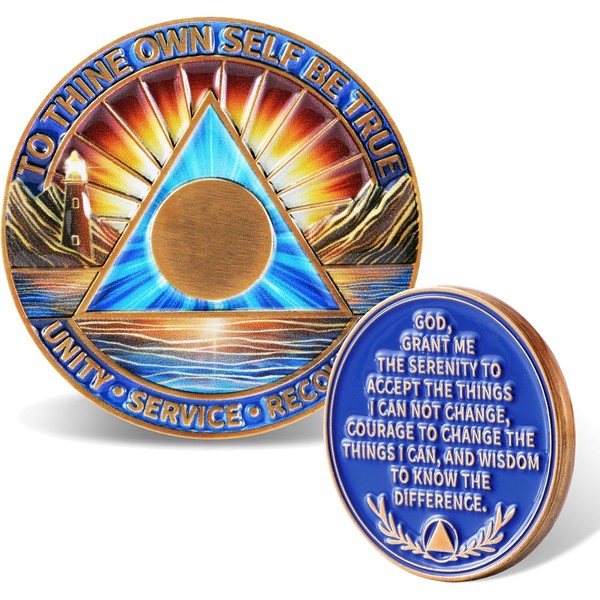 Leafence Sunshine Seaside Lighthouse Sobriety Coin Commemorative Coin Recovery Addiction
