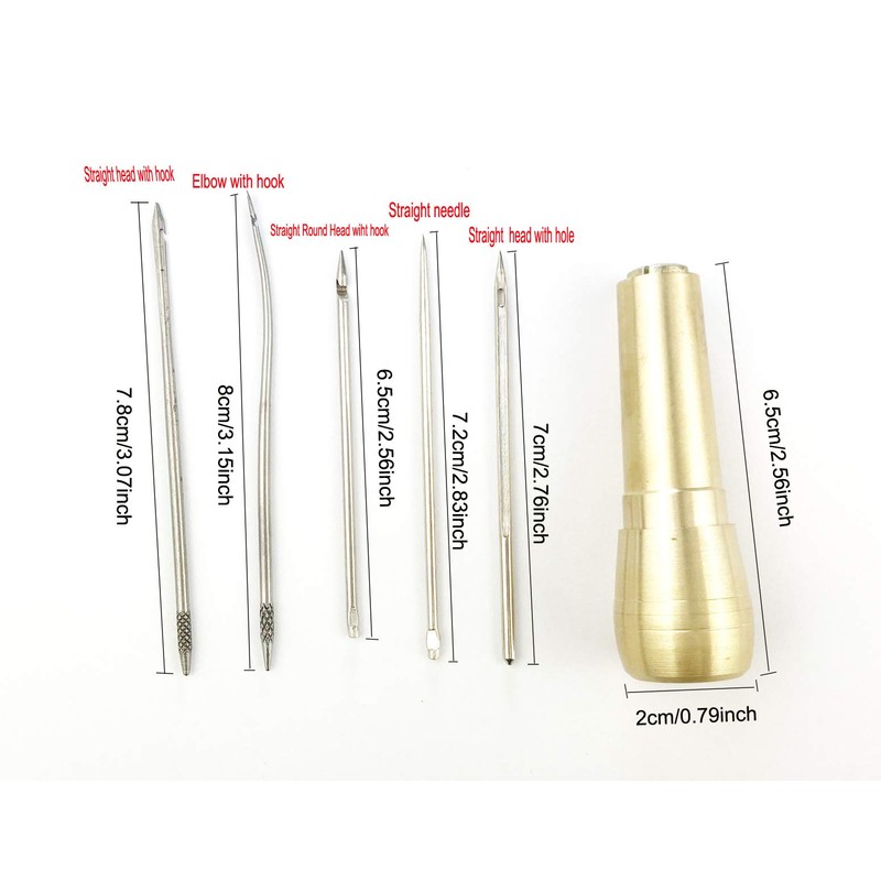Becho 5 Needles Hand Stitching Kit Copper Handle Sewing Awl