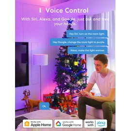 meross Smart Bulbs, Smart WiFi LED Bulbs Compatible with Apple HomeKit, Siri, Alexa, Google Assistant and SmartThings, Dimmable E26 Multicolor 2700K-6500K RGBWW, 810 Lumens 60W Equivalent