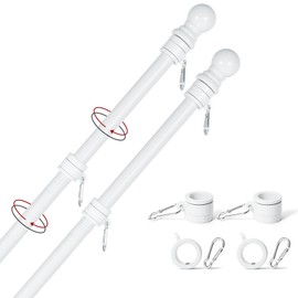 Yeesun Flag Pole,6FT Flag Pole Kit(2 Packs) for 3' x 5'American Flag, Flag Pole Holder for Outside House,Truck & Boat Use (Without Bracket) (White)
