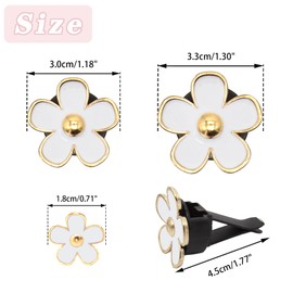 Car Vent Clips 8pcs Daisy Flowers Air Vent Clips With 12pcs DIY Unscented Fragrance for Girls Women,White