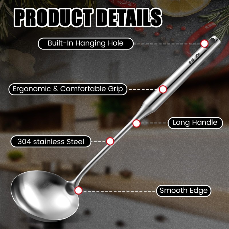 Teenyyou 9 Pcs 304 Stainless Steel Utensils Set with Wood