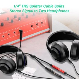 SinLoon 1/4 Inch TRS Stereo Y Splitter Cable 90 Degree 6.35mm TRS Male to Dual 6.35mm Female Cable for Audio Equipment Gold Plated Connectors Durable PVC & Copper Construction 1.8M/5.9ft