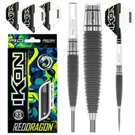 RED DRAGON Ikon 1.1 23 Gram Professional Tungsten Steeltip Darts Set with Flights and Stems