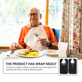 DOITOOL 4 Pack Patient Clothes or Anti-Oil Cloth Washable Black Feeding Practical Bibs Disabled Food Safe Lunch Easy Saliva for Eating Men Portable, Black - Pack of 2