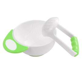 HOTUT Baby Food Masher, 2 in 1 Baby Bowls, Baby Food Prepared Bowls for Pureeing Vegetables or Fruits for Baby, Toddlers, Green