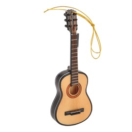 Glomora 15cm Tall Miniature Guitar Model, Delicate Wooden Mini Electric Guitar Model with Stand Display Decoration, Wooden Desk Display Instrument Model for Christmas Tree and Home Decor
