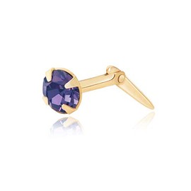 Andralok 9ct yellow gold 3mm round tanzanite crystal nose stud