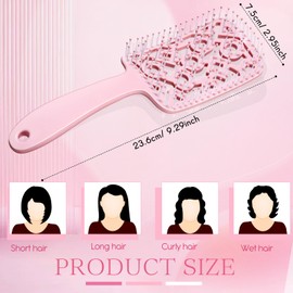 Baderke Curved Vented Hair Brush Detangling Brush with Plastic Bristles for Women Men Paddle Brush for Blow Drying Hairbrush for Wet Dry Curly Thick Straight Hair (Pink)