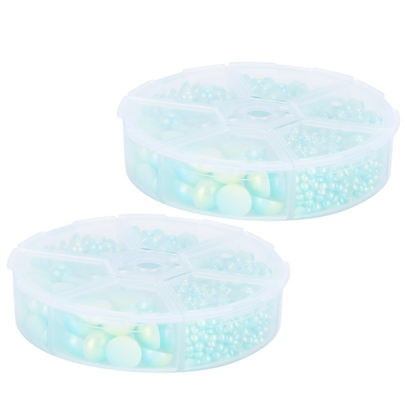 2Boxes Gradient Imitation Pearl Semicircular Nonporous Flat Back Decorative Accessories