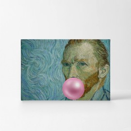 Smile Art Design Vincent Van Gogh's Masterpiece Self Portrait Pink Bubble Gum Art CANVAS PRINT Famous Paintings Wall Art Classic Art Home Decor Stretched Ready to Hang Made in USA 8x12