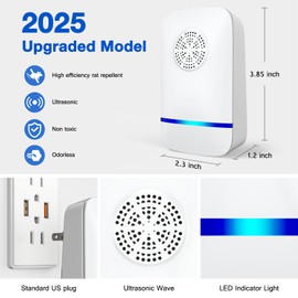 FTOTL Ultrasonic Pest Control Repeller 6 Pack, Gnat Traps for House Indoor, Fruit Fly Traps for Indoors, Plug-in Indoor Repellent for Mice, Roaches, Ants, Spiders, Mosquitoes