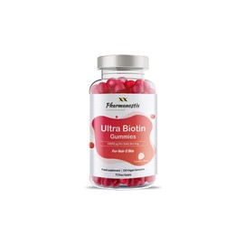 Pharmanostix Ultra Biotin 5000mcg Vegan Gummies - 10000mcg Per Daily Dose - for Hair, Skin and Nail Growth Support - 150 Natural Strawberry Flavour - 75 Days Supply - for Men and Women