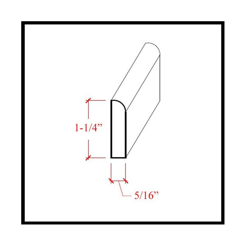 EWBS16 Baseboard Shoe 1-1/4" Tall x 5/16" Flat with Radius.