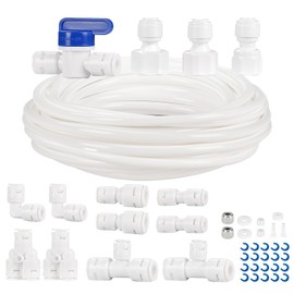 Refrigerator Water Line Kit, 39.3 FT Fridge Water Line Kit, 1/4" O.D. Water Tubing Hose with Quick Connect for Fridge Ice Maker R.O. Systems Water Filters Faucet