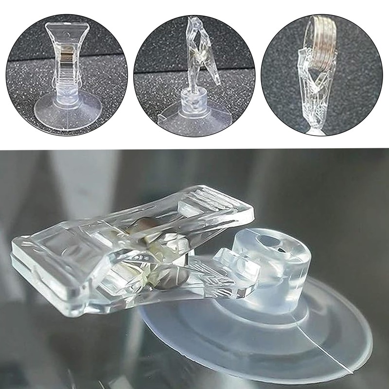 Pack of 12 Transparent Suction Cup Clips, Suction Cups for