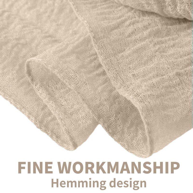 Rstigiker Cheesecloth Table Runner White/Green 80x300cm, Boho Gauze Table Decor