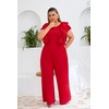 VERWIN Plus Size Ruffle Women's Jumpsuit Plain Full Length Romper