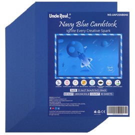 Uncle Paul 40 Sheets Navy Blue Cardstock - 8.5'' x 11'' Double-sided Cover Card Stock 65lb Printer Paper Perfect for Scrapbooking, Crafts, Business Cards 180gsm UAP25NB040