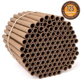 Rivajam 125 Mason Bee House Cardboard Nest Tubes Refill Pack | Solitary Bee Hive & Mason Bee Supplies | Mason Bee Starter Kit & Bee Habitat Garden Gift | Bee Hotels Tubes & Bee Nest Box Inserts Liners