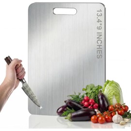 Tabla de cortar de titanio, tablas de cortar de titanio 100% puro, grado alimenticio, superficie antideslizante, apta para lavaplatos, para elegante bandeja de servir para cocina, embutidos, carne