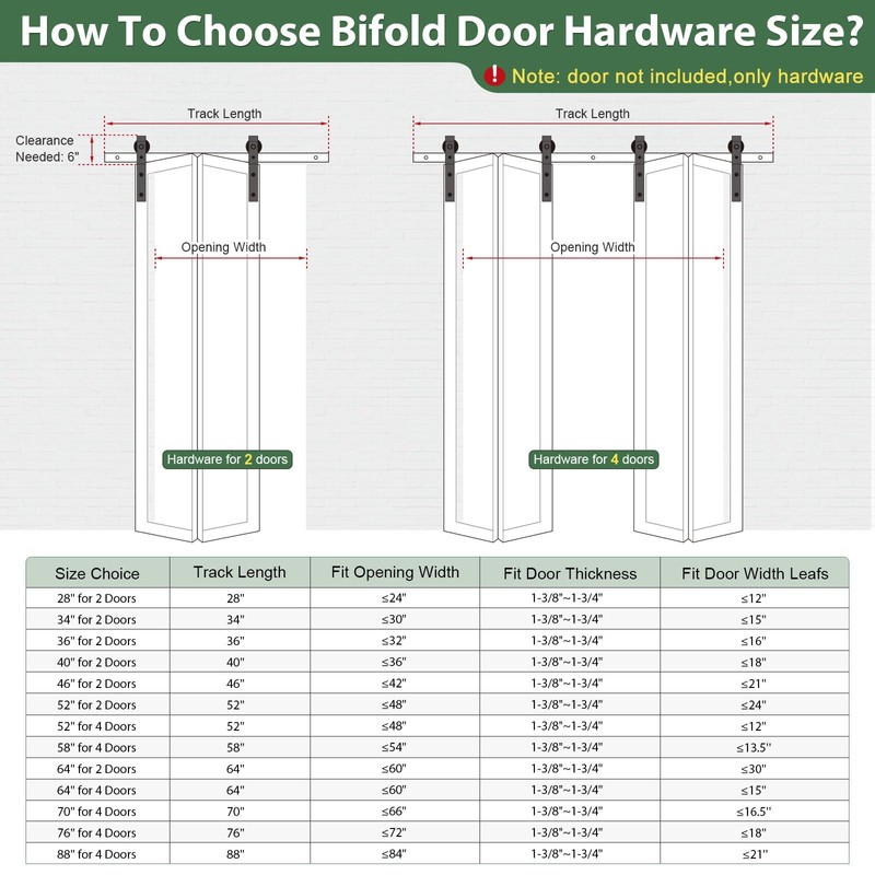 Roymelo 70" Bifold Sliding Barn Door Hardware Track Kit,Side Mounted