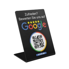 Google Rating Stand QR/NFC Sign Display for Business Shops Restaurants (V1 Black Medium)