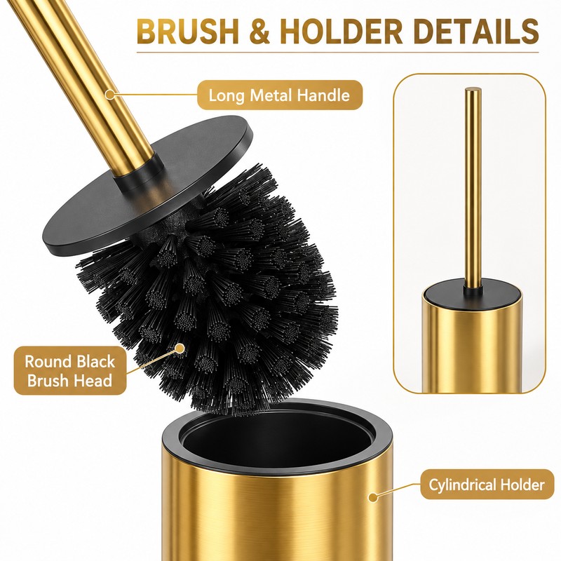 Freestanding Toilet Paper Holder with Toilet Brush and Holder, Metal