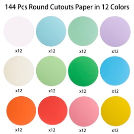 144 Pieces Round Cutouts Paper Large Circles 6 Inch Assorted Color Round Cut Outs Classroom Decoration Cut-Outs Round Paper Shape for DIY Kids Craft Projects Back to School Supply
