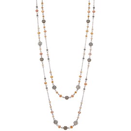 FULU AUTUMN Women’s Long Pearl Necklace, Silver and Black Statement Chain, Fashion Jewellery, Vintage Jewellery, Birthday Gifts, Pearl Crystal, No Gemstone