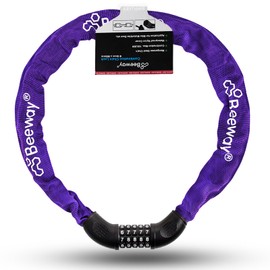 BEEWAY Bike Chain Lock, Heavy Duty 5-Digit Resettable Combination Lock Ideal for Bicycle, Motorbike, Scooter, Fence, Gate - 90cm, 9 Colors
