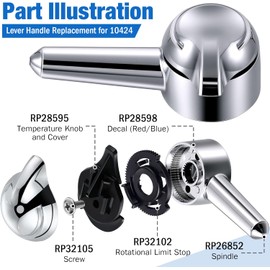 Enhon Lever Handle Replacement for 10424, Single Lever Handles Kit Compatible with Delta Series 1700 Monitor Tub and Shower Faucets, 5 in H X 2 in W Faucet Handle (1 Pack,Chrome)