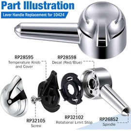 Enhon Lever Handle Replacement for 10424, Single Lever Handles Kit Compatible with Delta Series 1700 Monitor Tub and Shower Faucets, 5 in H X 2 in W Faucet Handle (1 Pack,Chrome)
